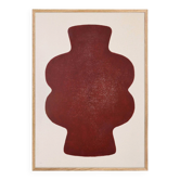 Painting on cherry red paper signed Eawy.