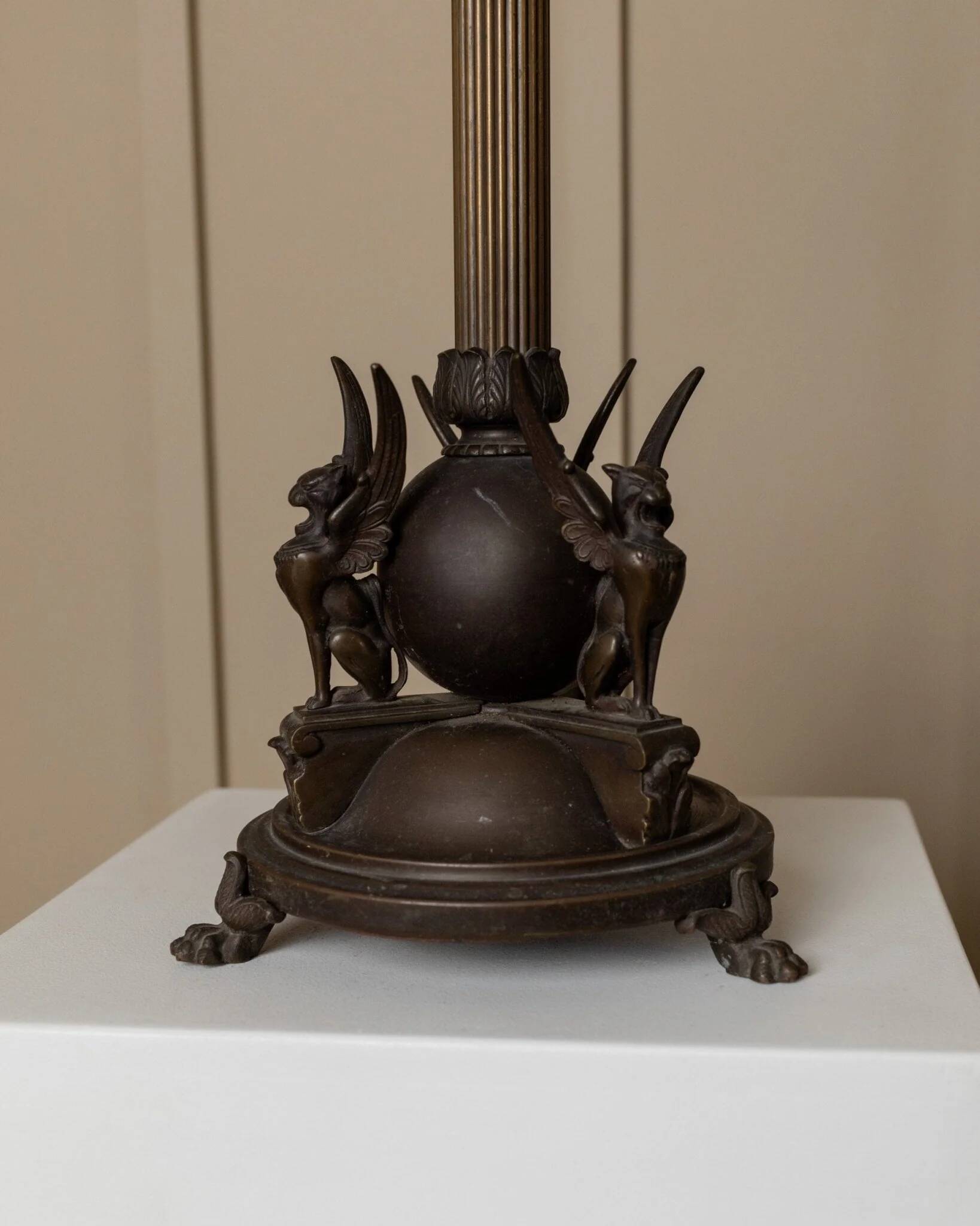 Brown Bronze Metal Table Lamp – Empire 1910s, Italian Design with Animal Motifs, Classic Desk Lamp