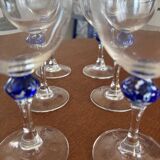 Set de 6 verre a vin luminarc made in france vintage verre avec boule en verre soufflé bleu