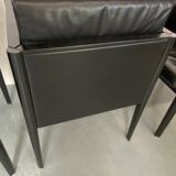 Fauteuils vintage modernistes en cuir noir par Arnold Merckx pour Arco, années 1980, lot de 4