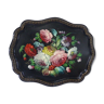 Bohemian and folk this metal tray painted with multicoloured flowers painted hand, russian vintage