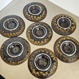 7 assiettes à huitres, vintage Vallauris Marius Giuge.