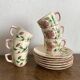Coffee cups and saucers in Desvres earthenware.
