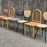 Set of 6 mismatched vintage chairs