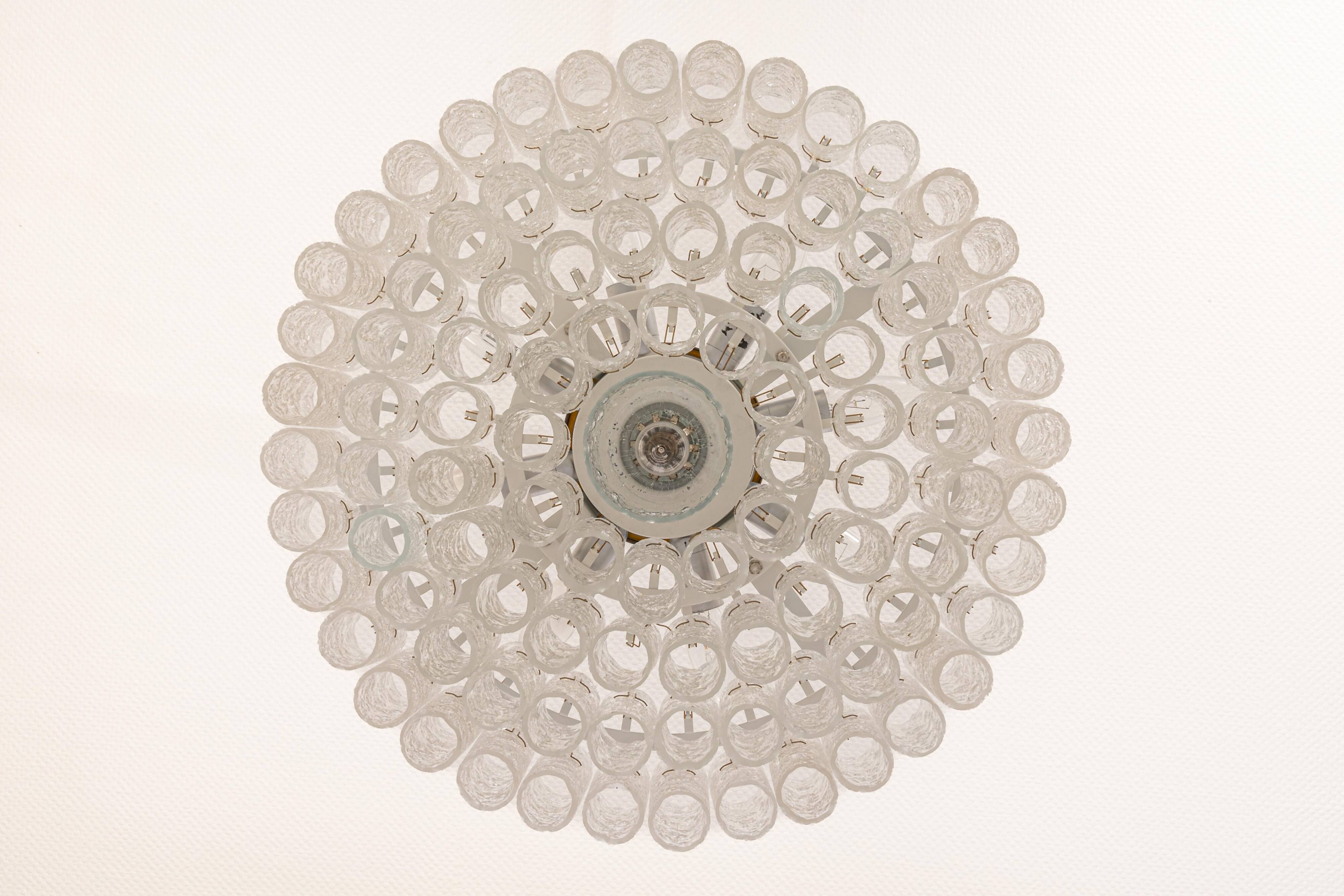 Large Doria chandelier with frosted glass tubes, Germany, 1960s.