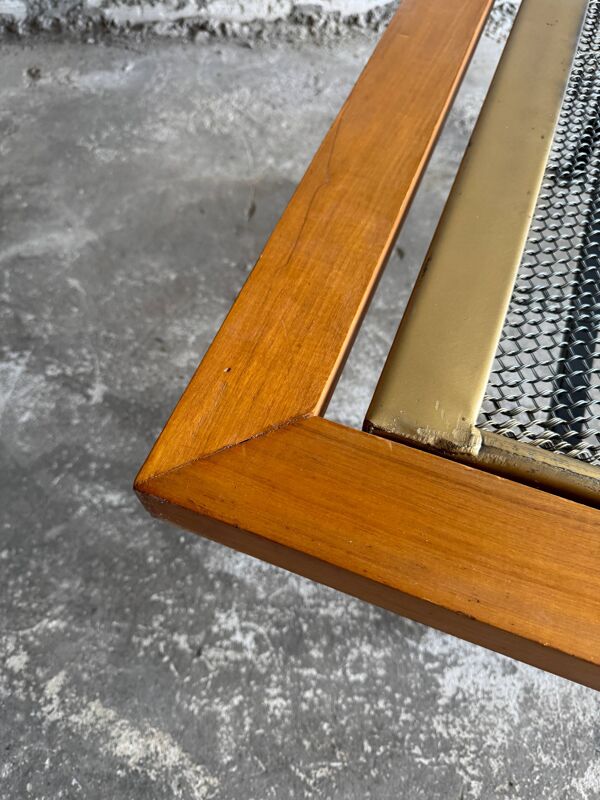 Ensemble de 2 méridiennes minimalistes DeCoene — Bois naturel et treillis métallique noir avec finitions en laiton