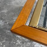 Set of 2 DeCoene Minimalist Daybeds — Natural Wood & Black Metal Mesh with Brass Trim