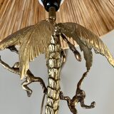 Table lamp gilded bronze palm tree and monkey