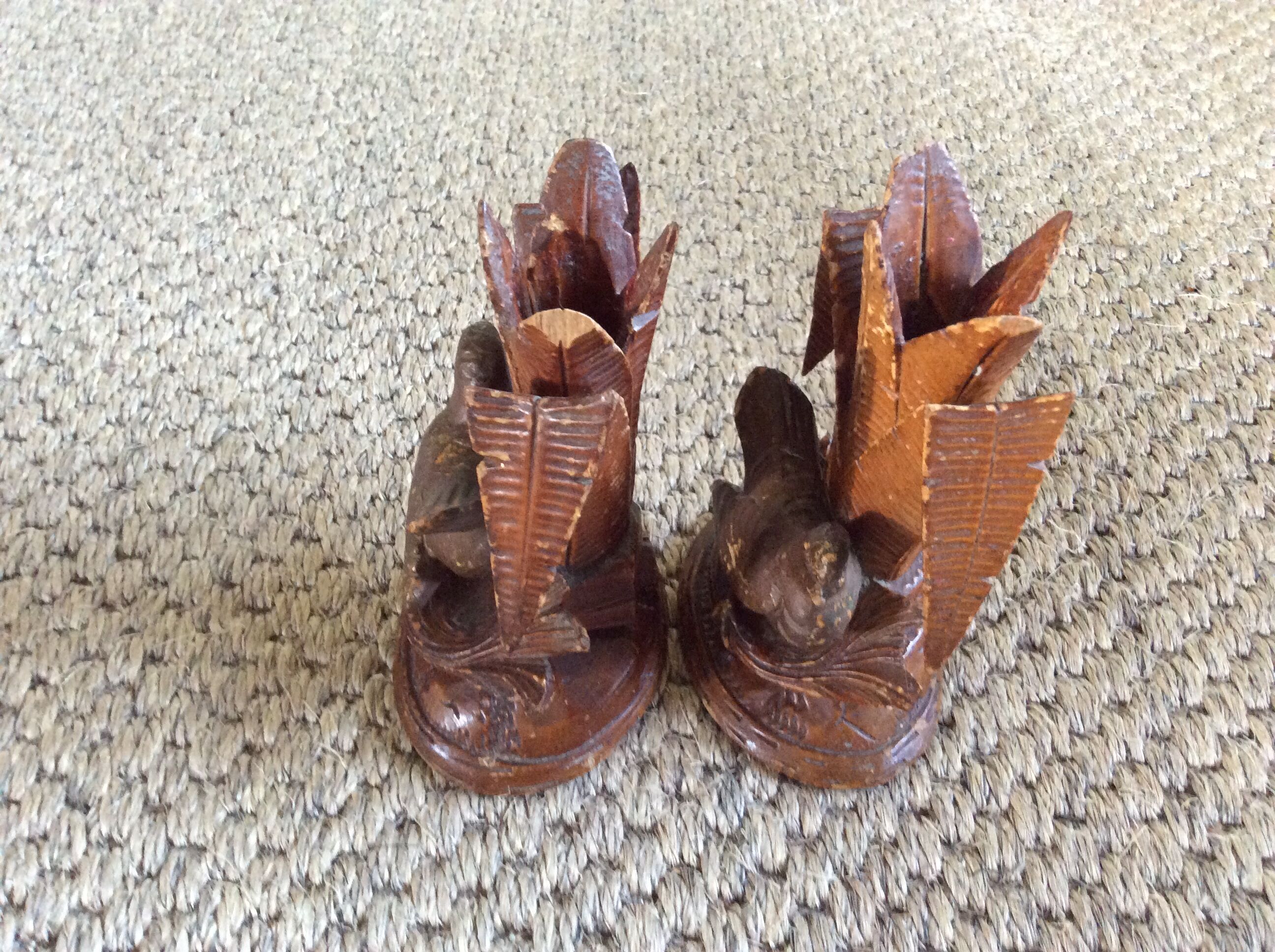 2 wooden candle holders