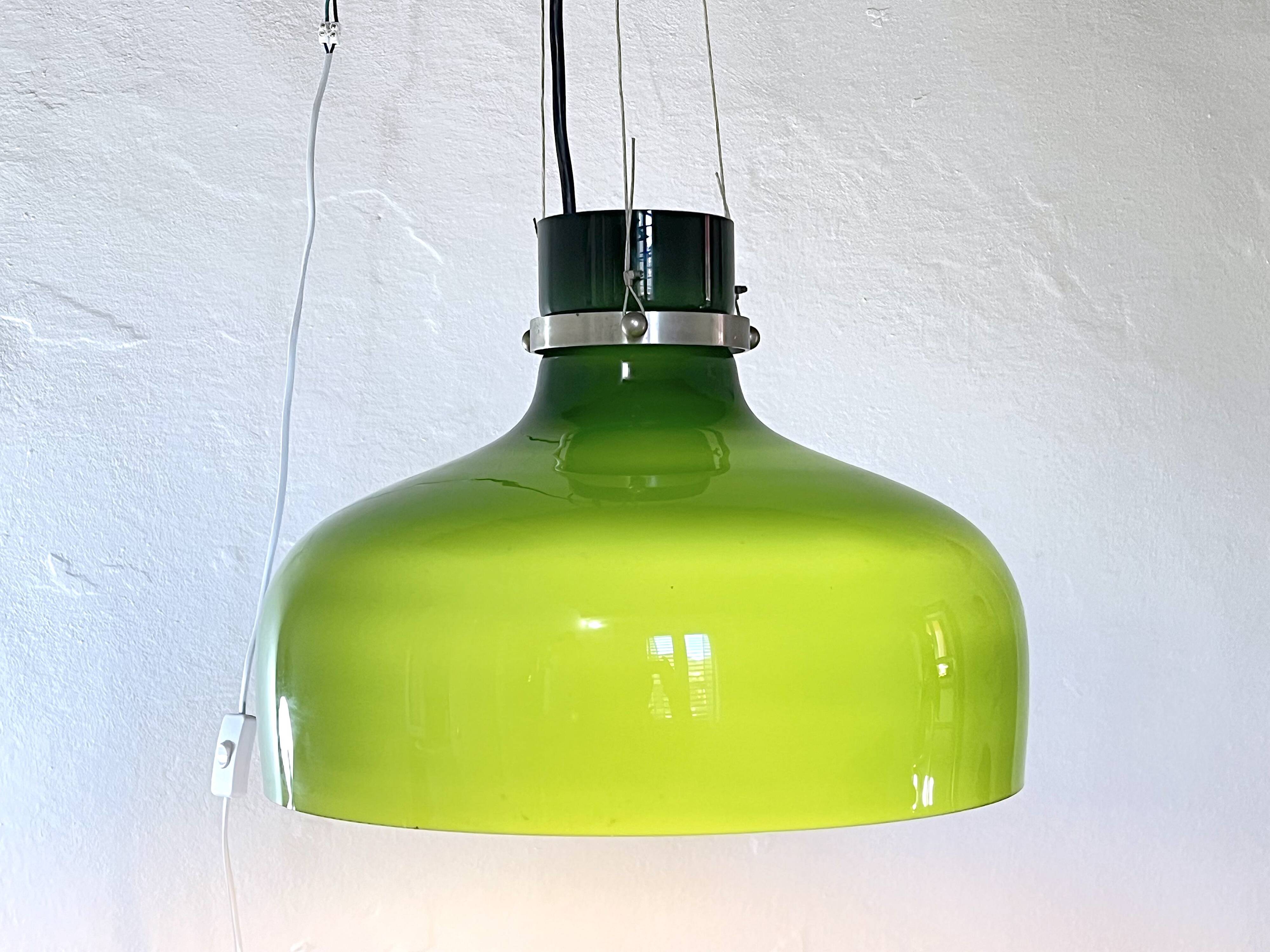 Green and white Murano pendant light, Italy 1970s