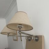 Pair of vintage, Art Deco chrome and beige adjustable wall lamps
