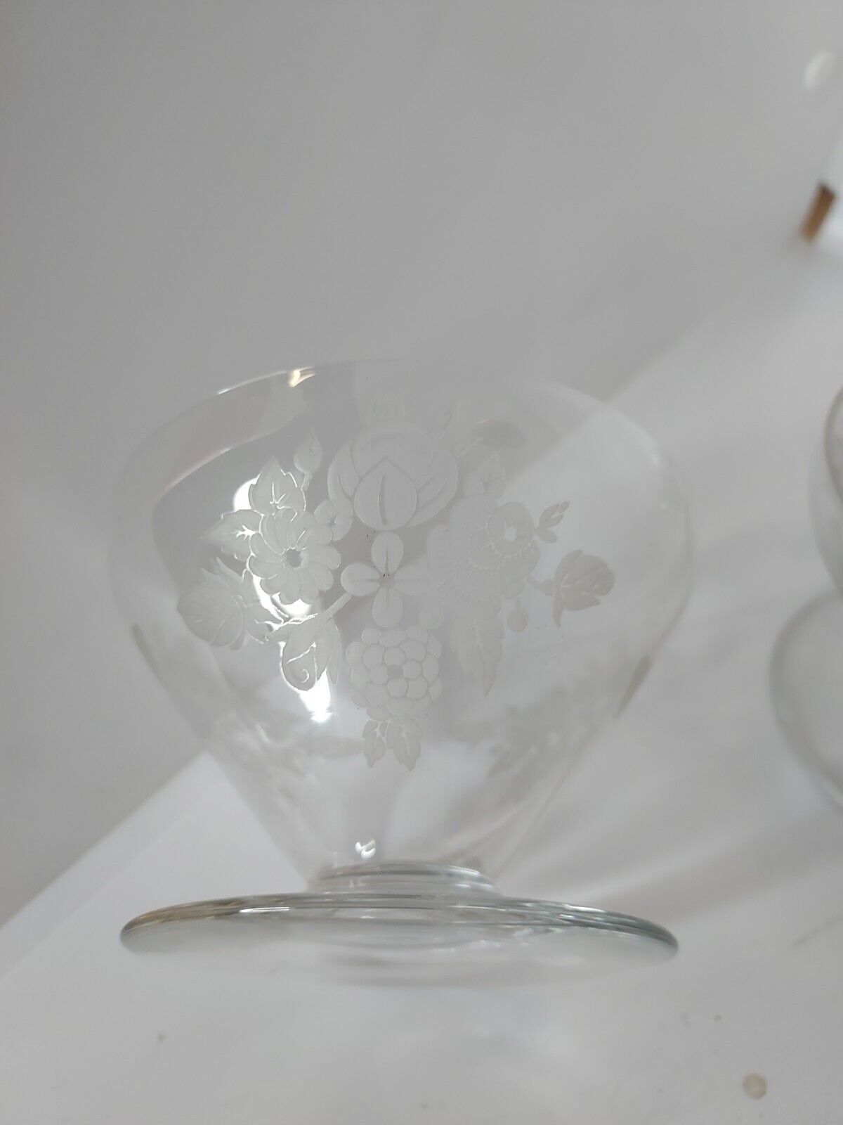 Engraved glass champagne glasses