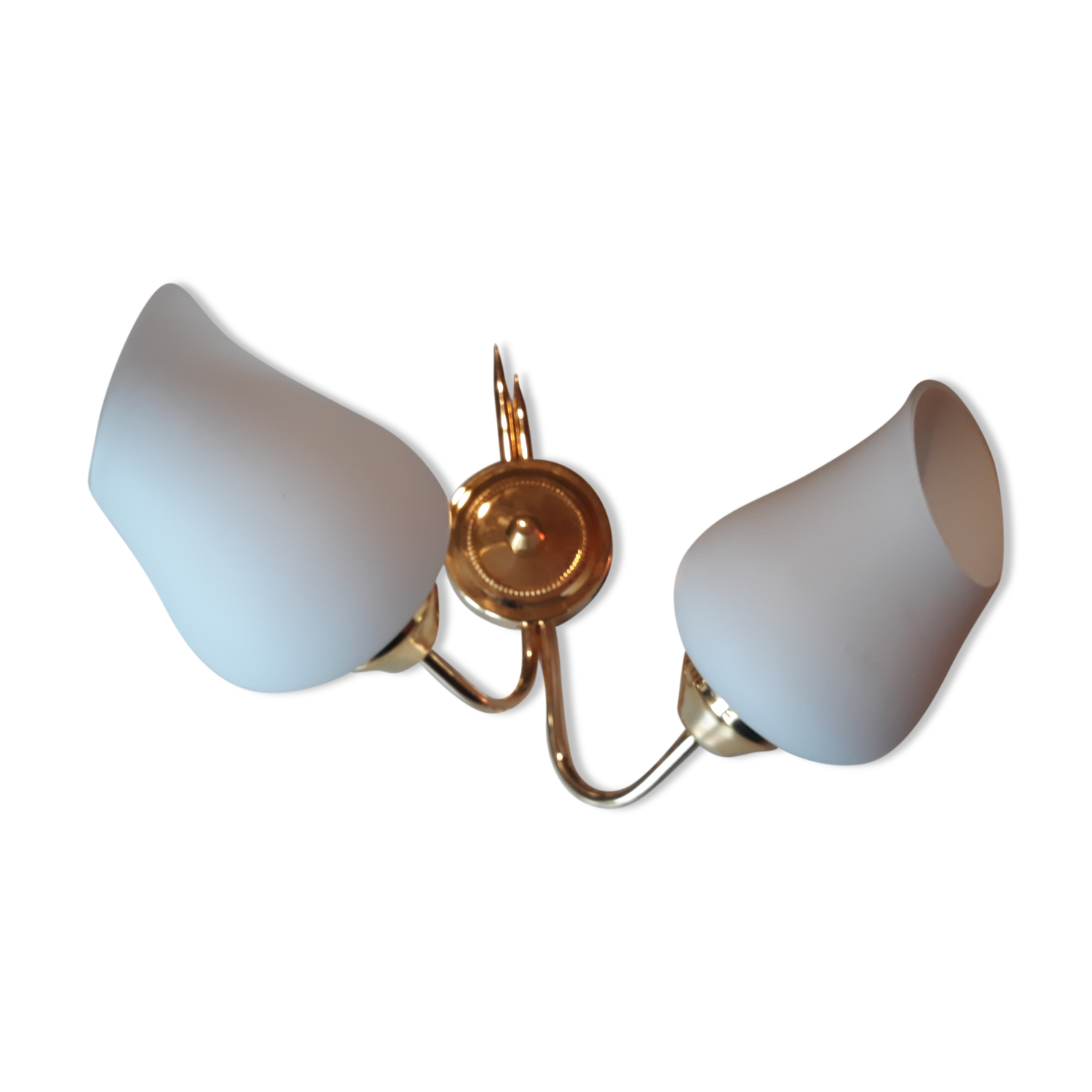 Double wall light gold metal and opaline 60s