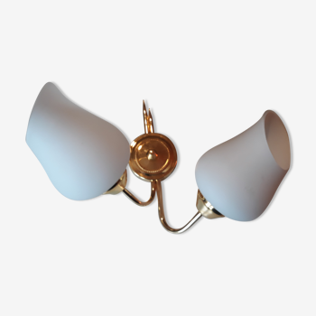 Double wall light gold metal and opaline 60s