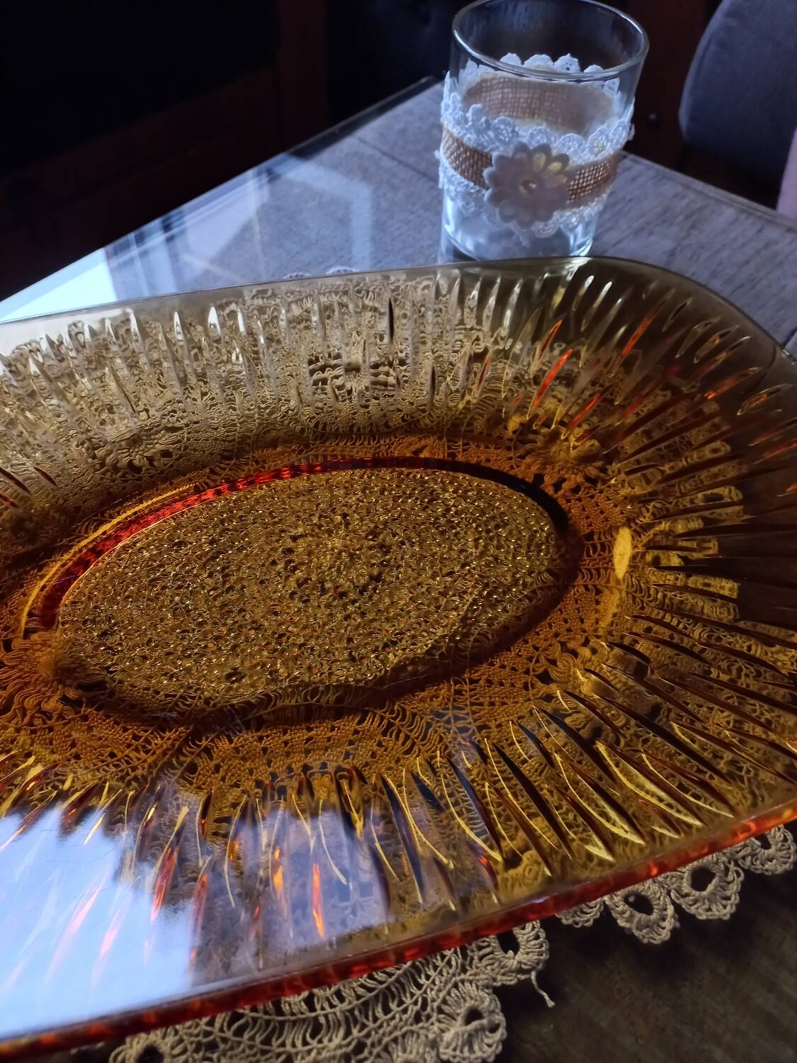 Véréco amber glass dish