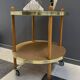 Wood round serving trolley sidetable 1960s