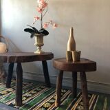 Brutalist oak side table