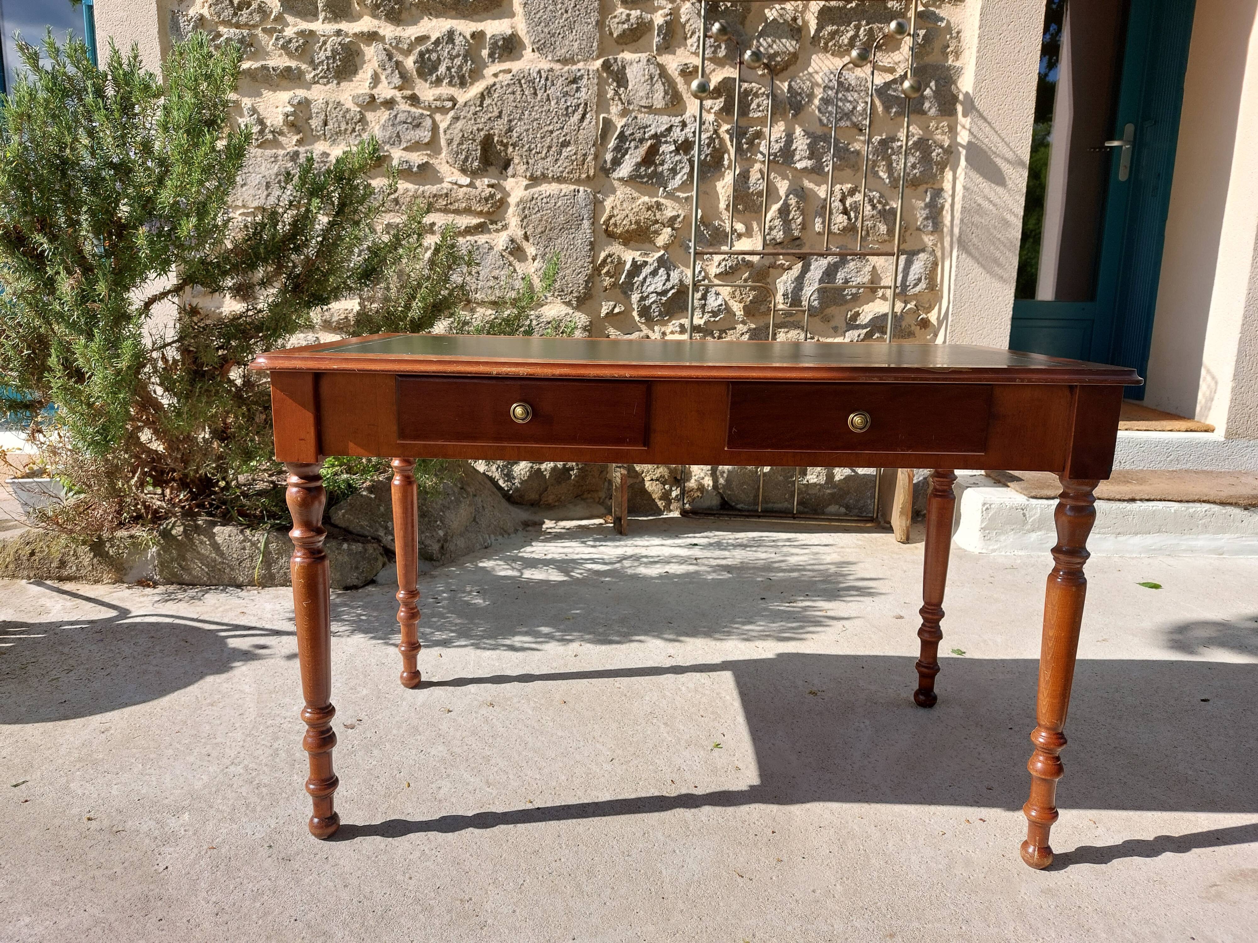 Desk green leather top