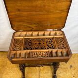 A Romantic Victorian Burr Walnut Sewing & Work Table Mid–Late 19th Cen