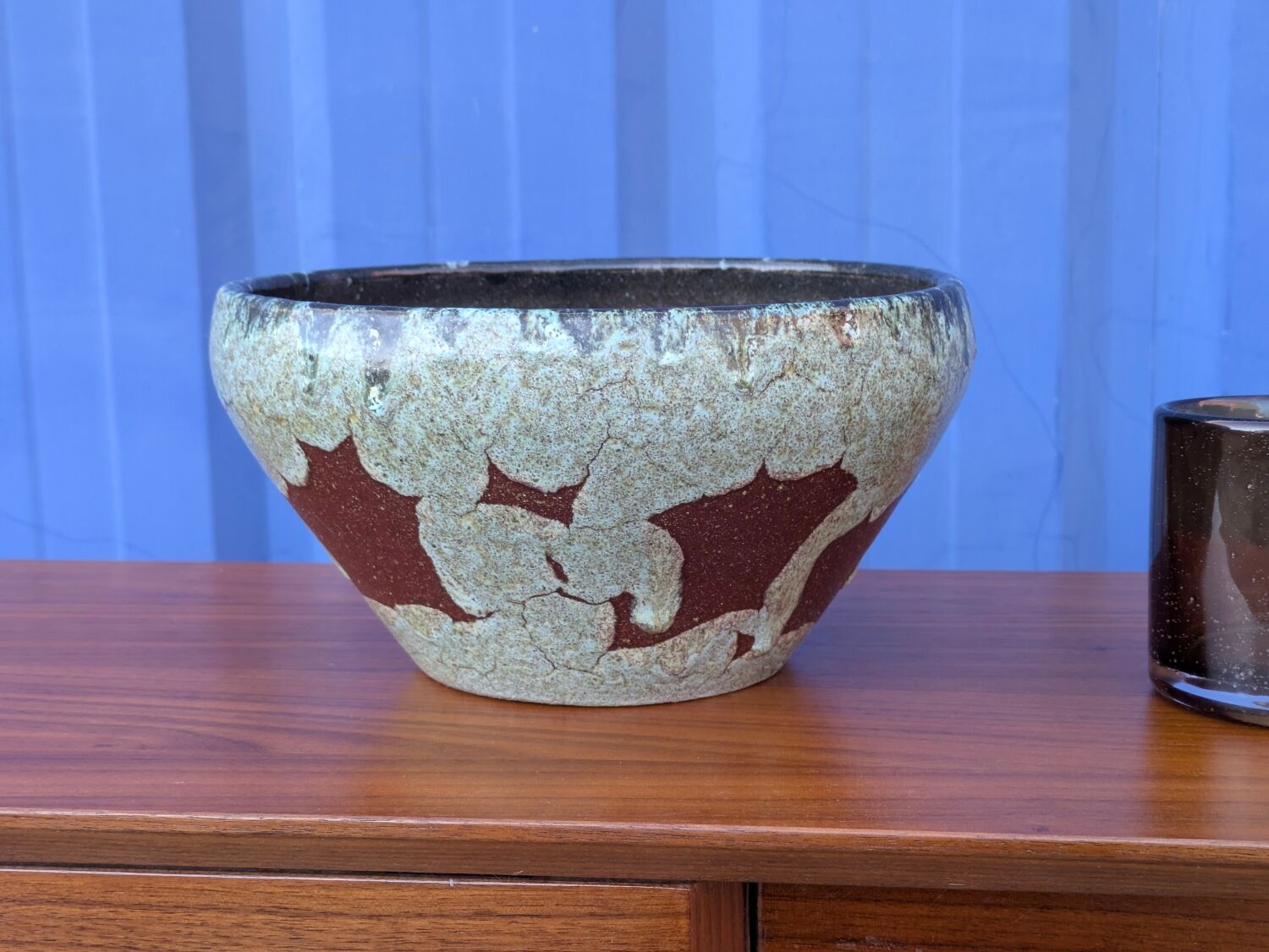 Ceramic pot / cache-pot Accolay signed – Vintage glazed stoneware from the 60s