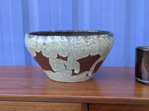 Coupe / cache-pot céramique Accolay signé – Grès émaillé vintage 60