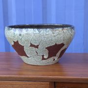 Coupe / cache-pot céramique Accolay signé – Grès émaillé vintage 60