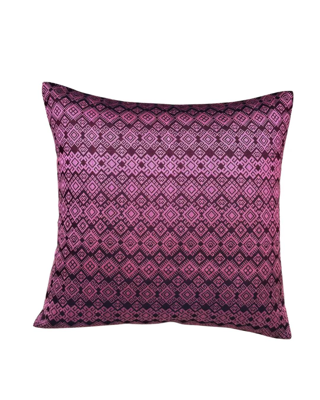 Burgundy and pink Kachin cushion cover (RIDA)