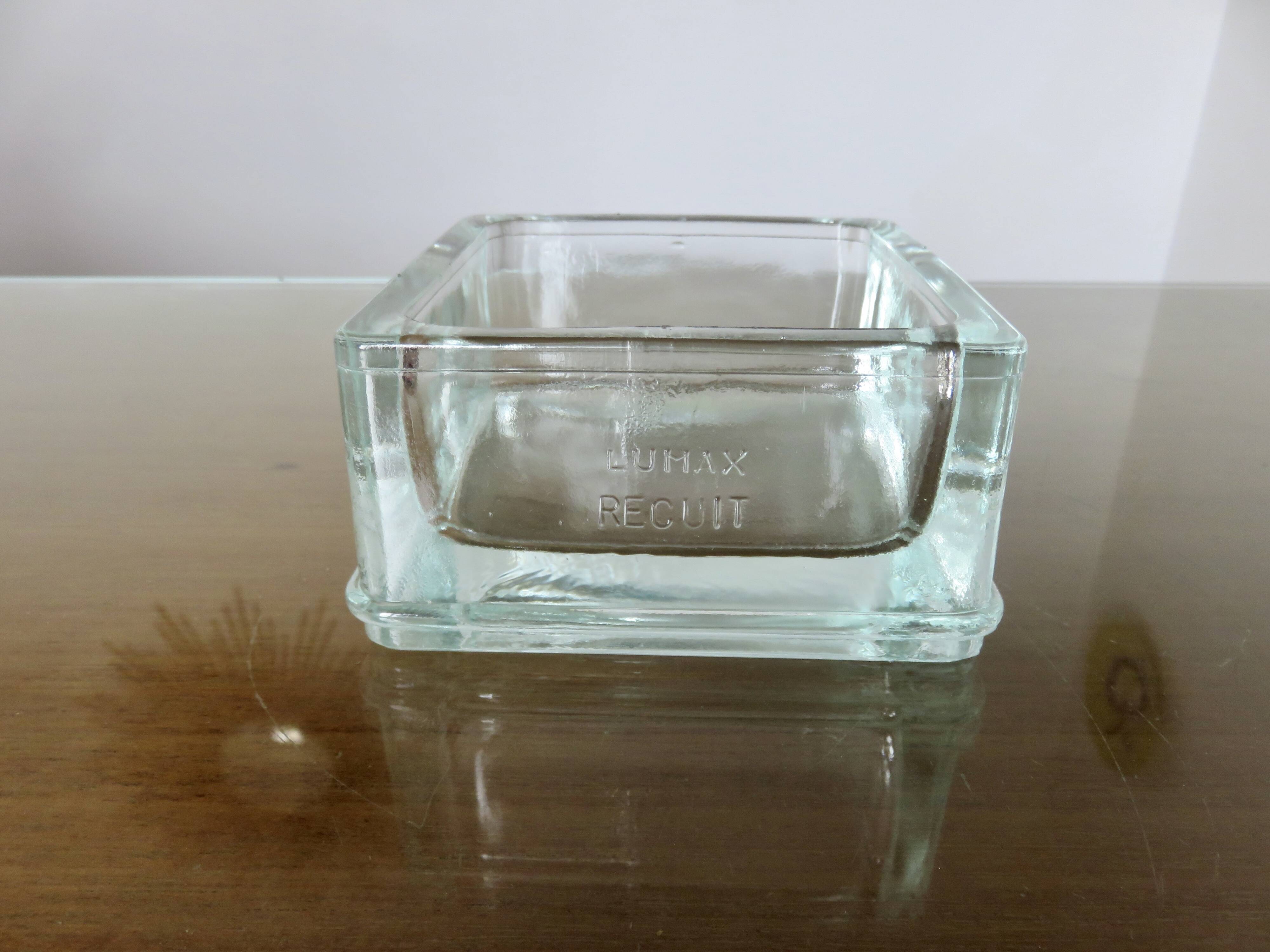 Pavé de verre , cendrier, signé LUMAX, recuit, années 40 50, Le Corbusier