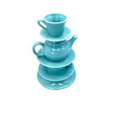 Blue tea cups stack vase, italy 1980s