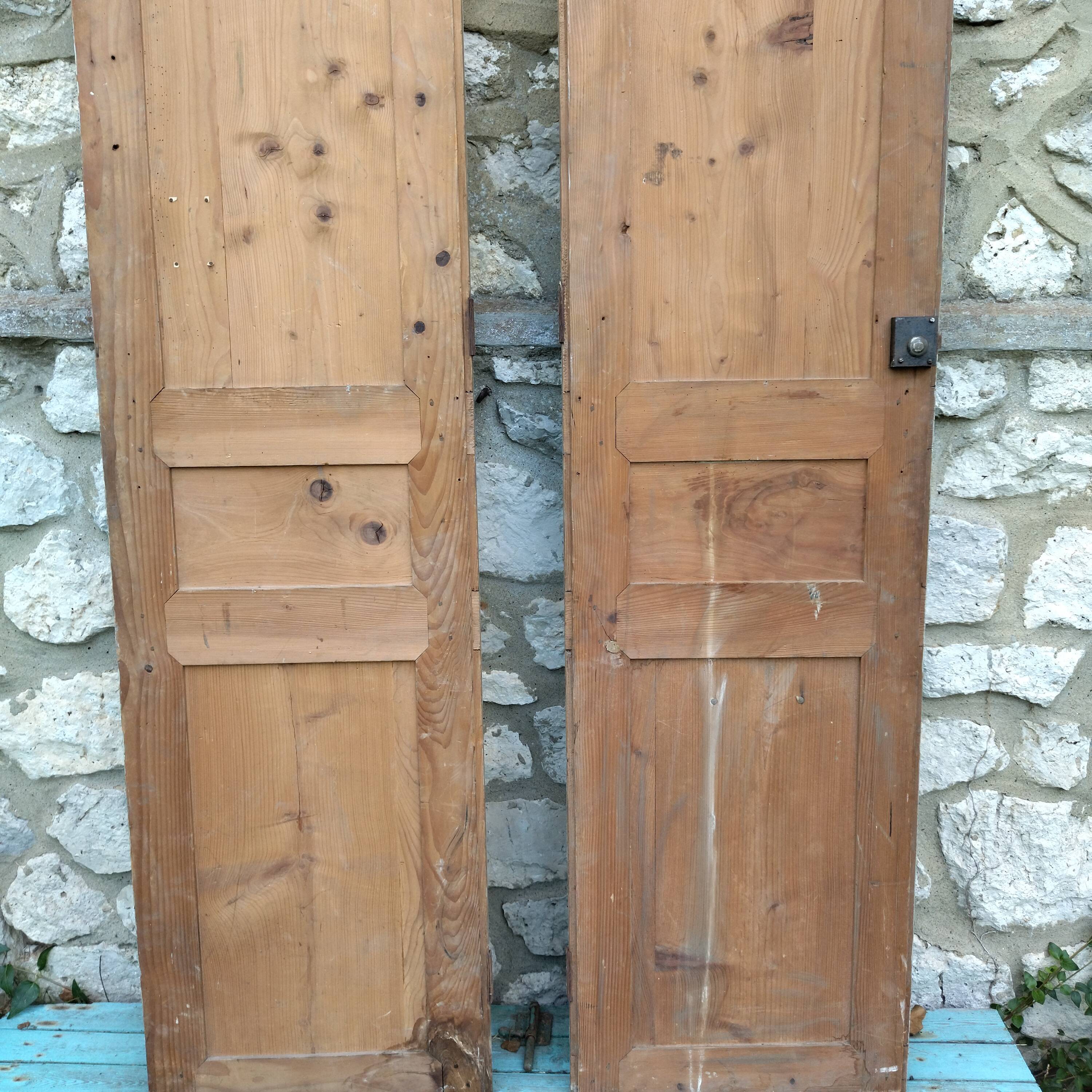 Pair of antique fir closet doors