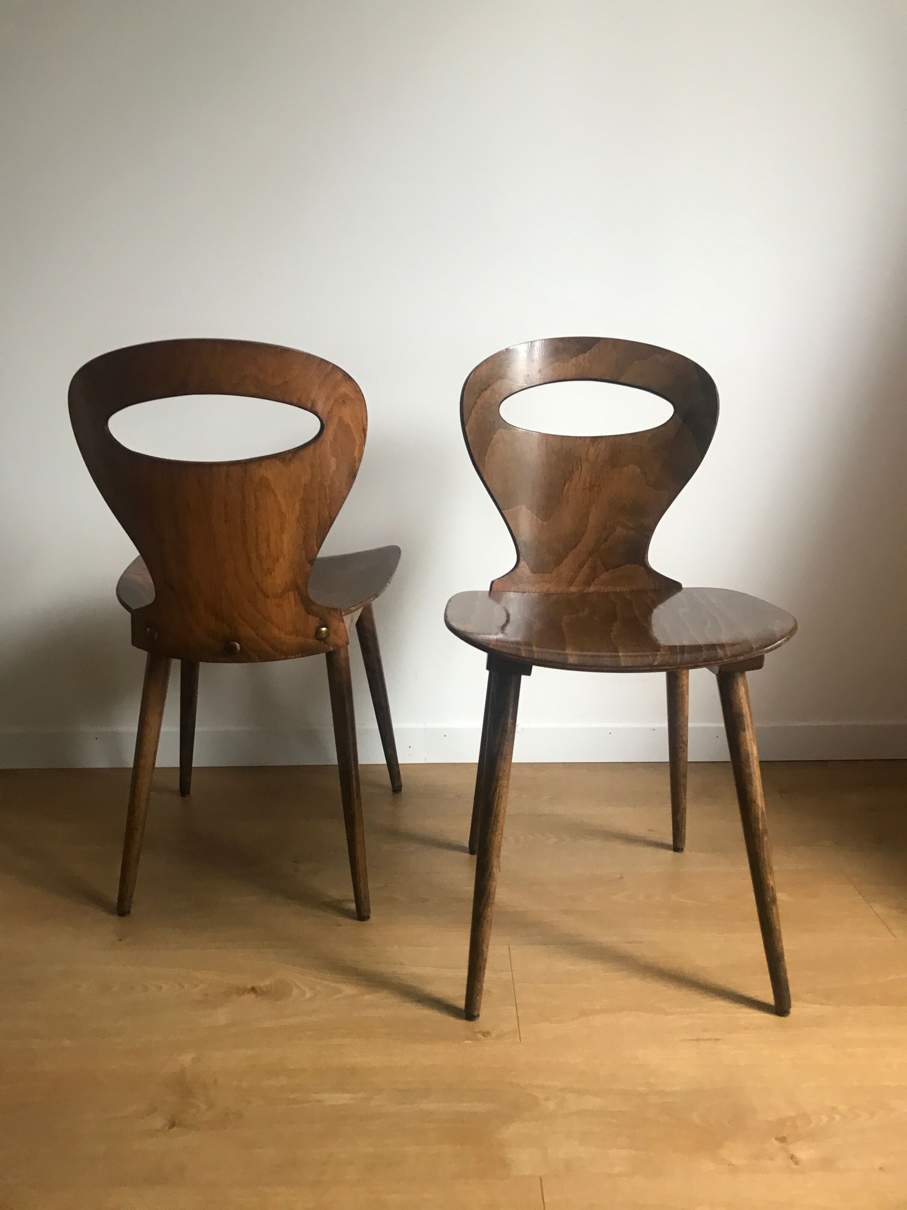 Pair of bistro chairs "rustic" model of baumann called "ant"