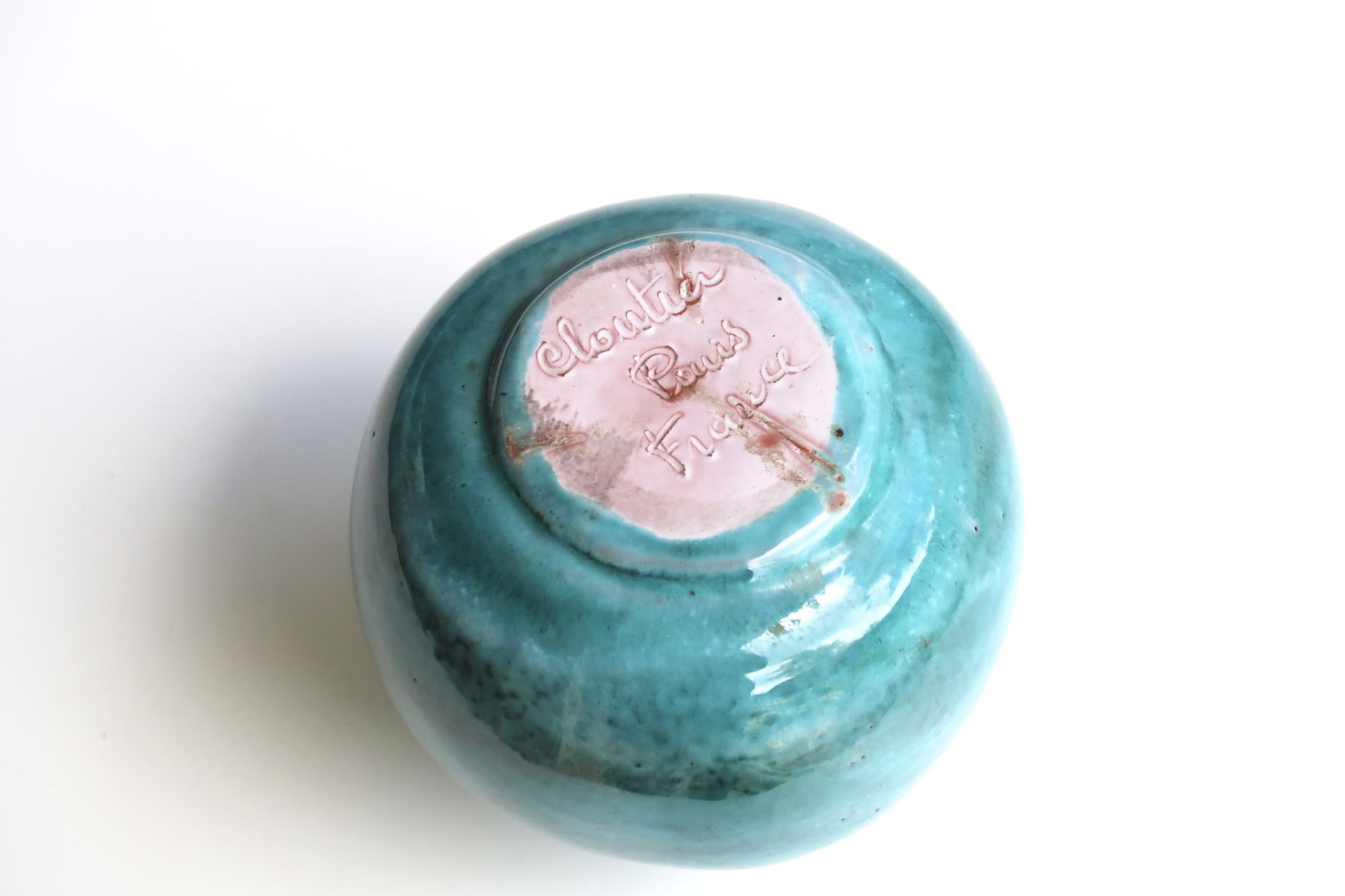 Vase bleu en céramique de Jean et Robert Cloutier, années 70