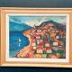 Original Swedish Oil on Panel – “Coastal Town” by Bartovicz 71 – Vintage & Framed – 51 × 41 cm (20" x 16.1")