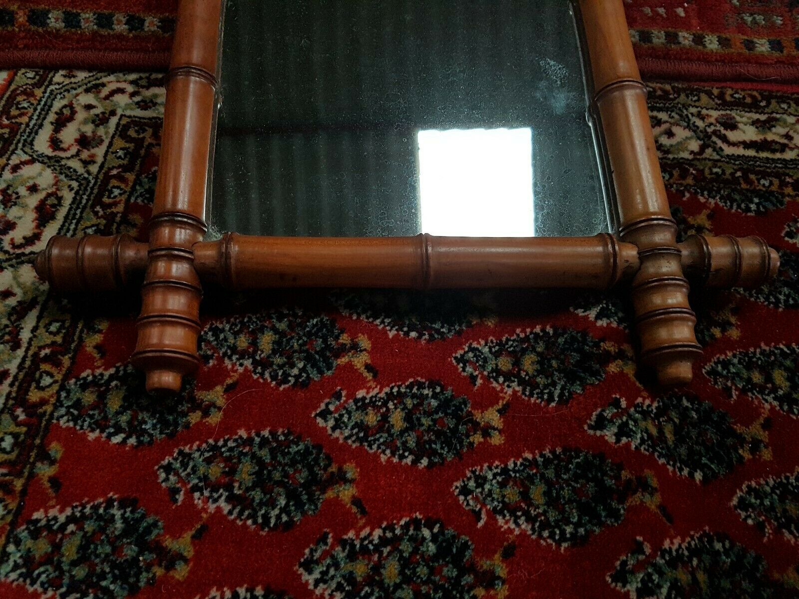 Mirror around wooden bamboo style 44x39 cm