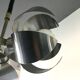 Space-age pendant lamp with 3 stainless steel lights and brushed aluminum adjustable in height - design 1970