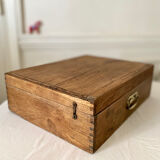 Wooden storage chest old vintage tool box