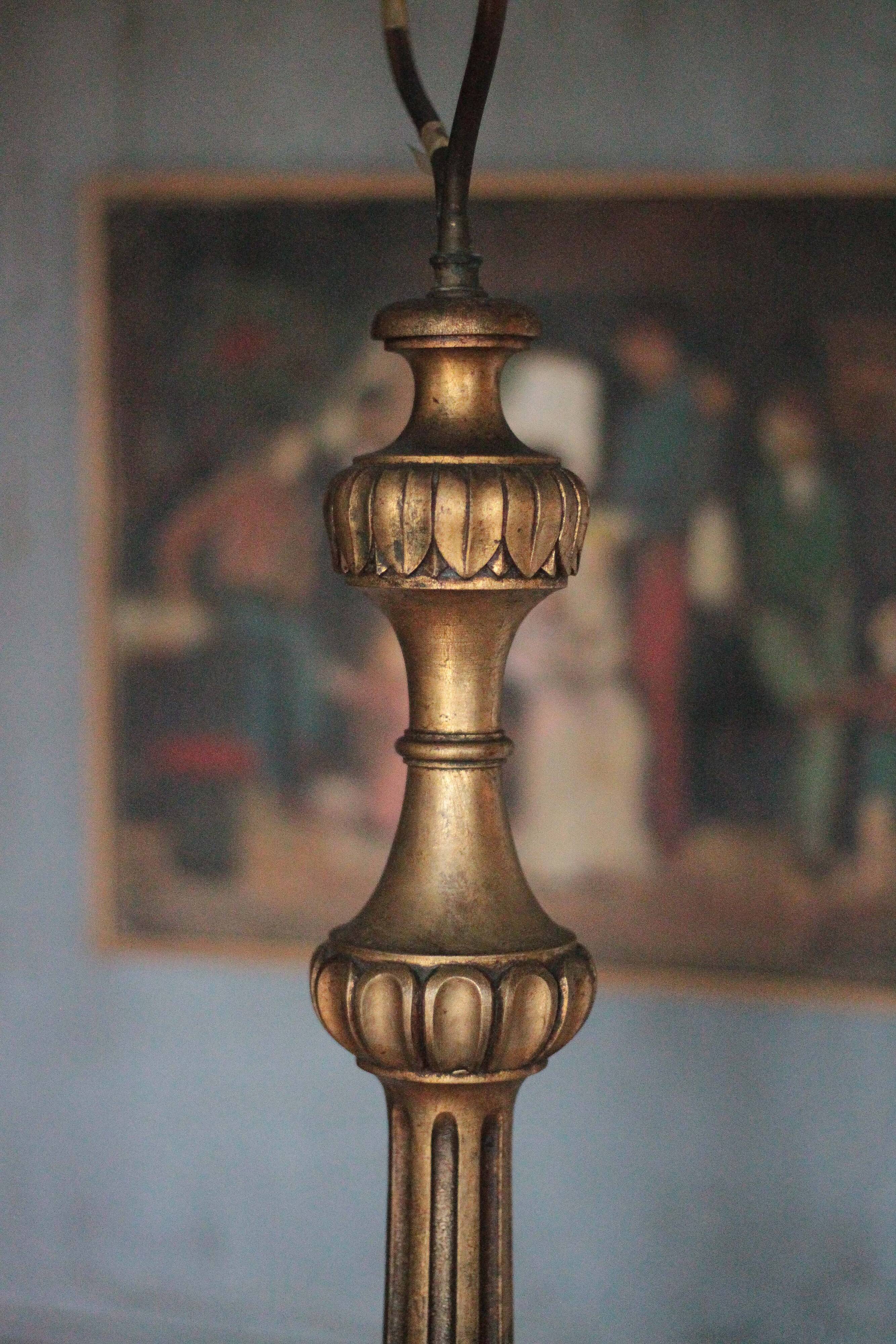 Florentine gilded wood floor lamp, floor lamp with lampshade