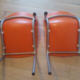 Orange pair of chairs by Philippe Starck "Cheap Chic" translucent, pop style XO