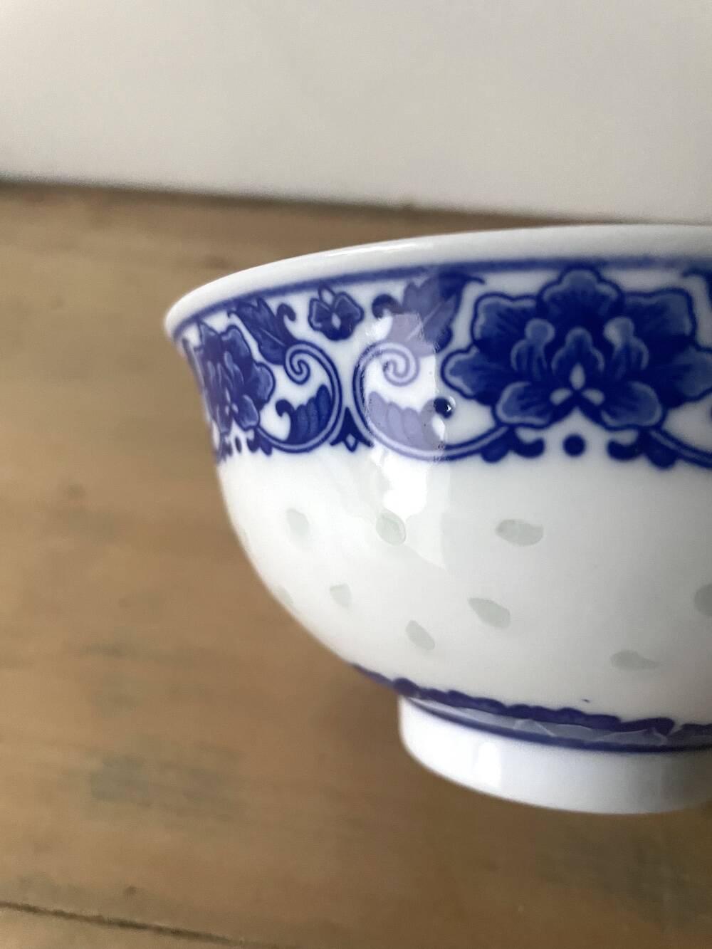 Chinese rice grain porcelain bowl