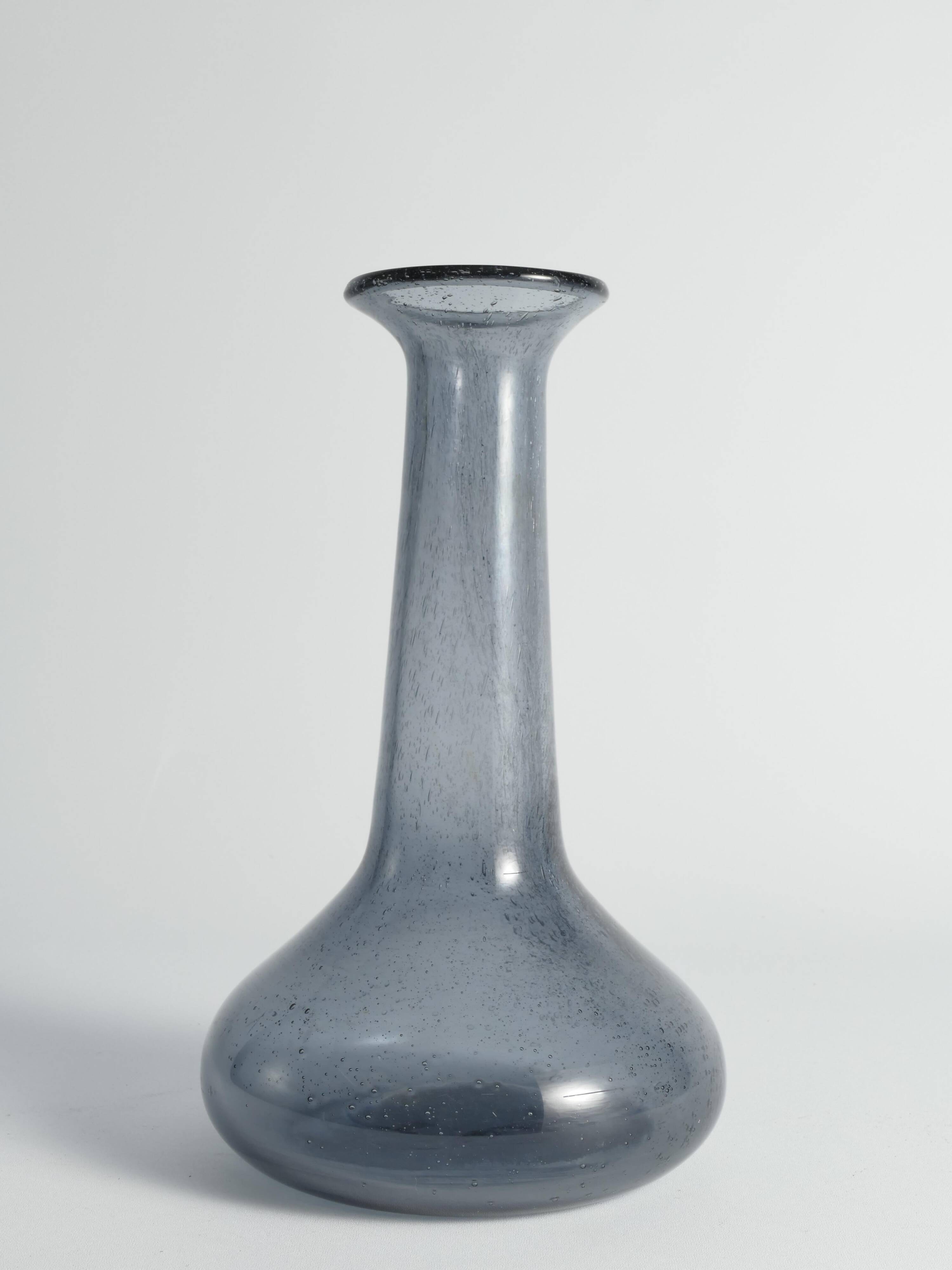Scandinavian Modern Blue Glass Vase by Erik Höglund for Boda, Sweden 1960's