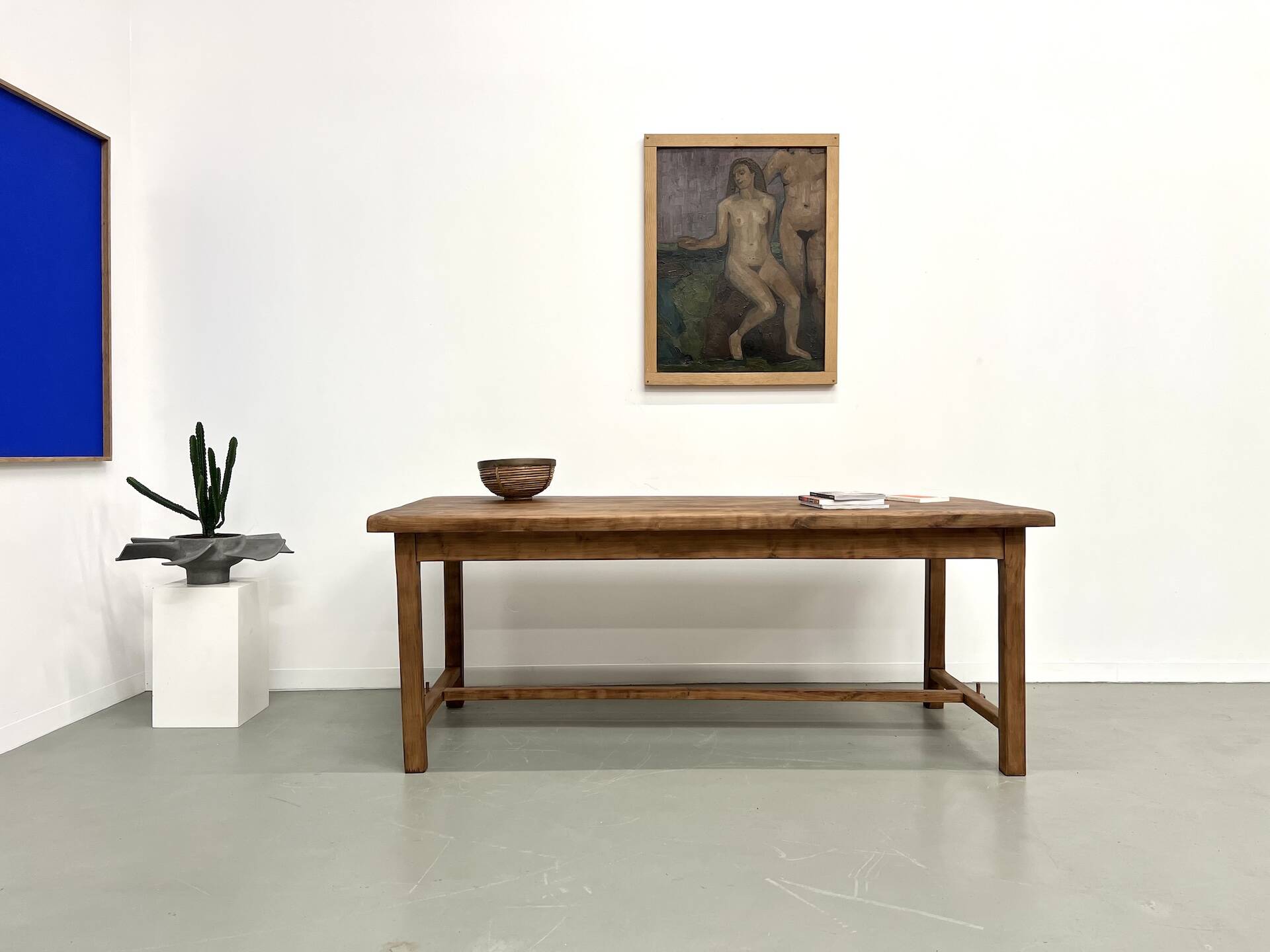 Antique farmhouse table in solid cherry wood