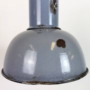 Industrial Grey Enamel Bauhaus Pendant Lamp, 1930s