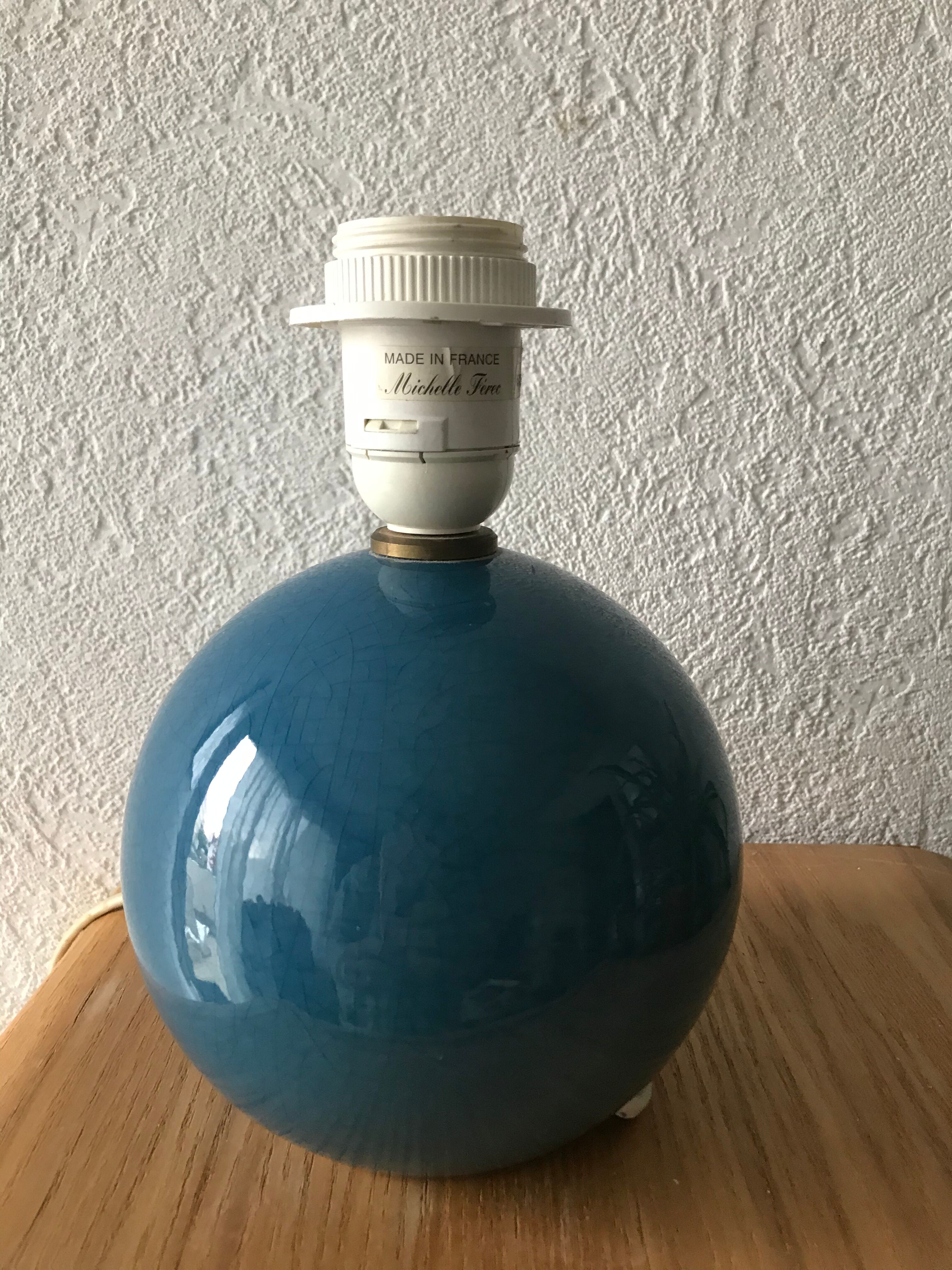 Blue enamelled sandstone ball lamp