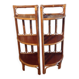 Pair of rattan corner shelves