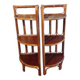 Pair of rattan corner shelves