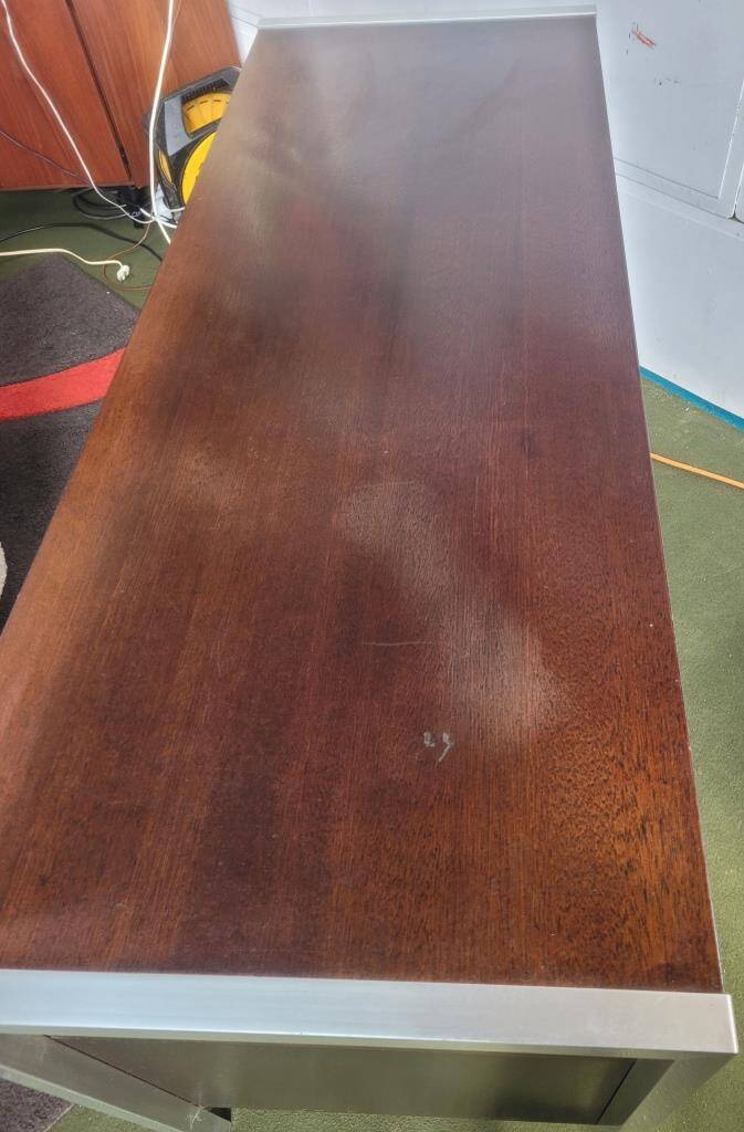 Hi-Fi cabinet in wood, brushed aluminum, smoked glass - 1970s