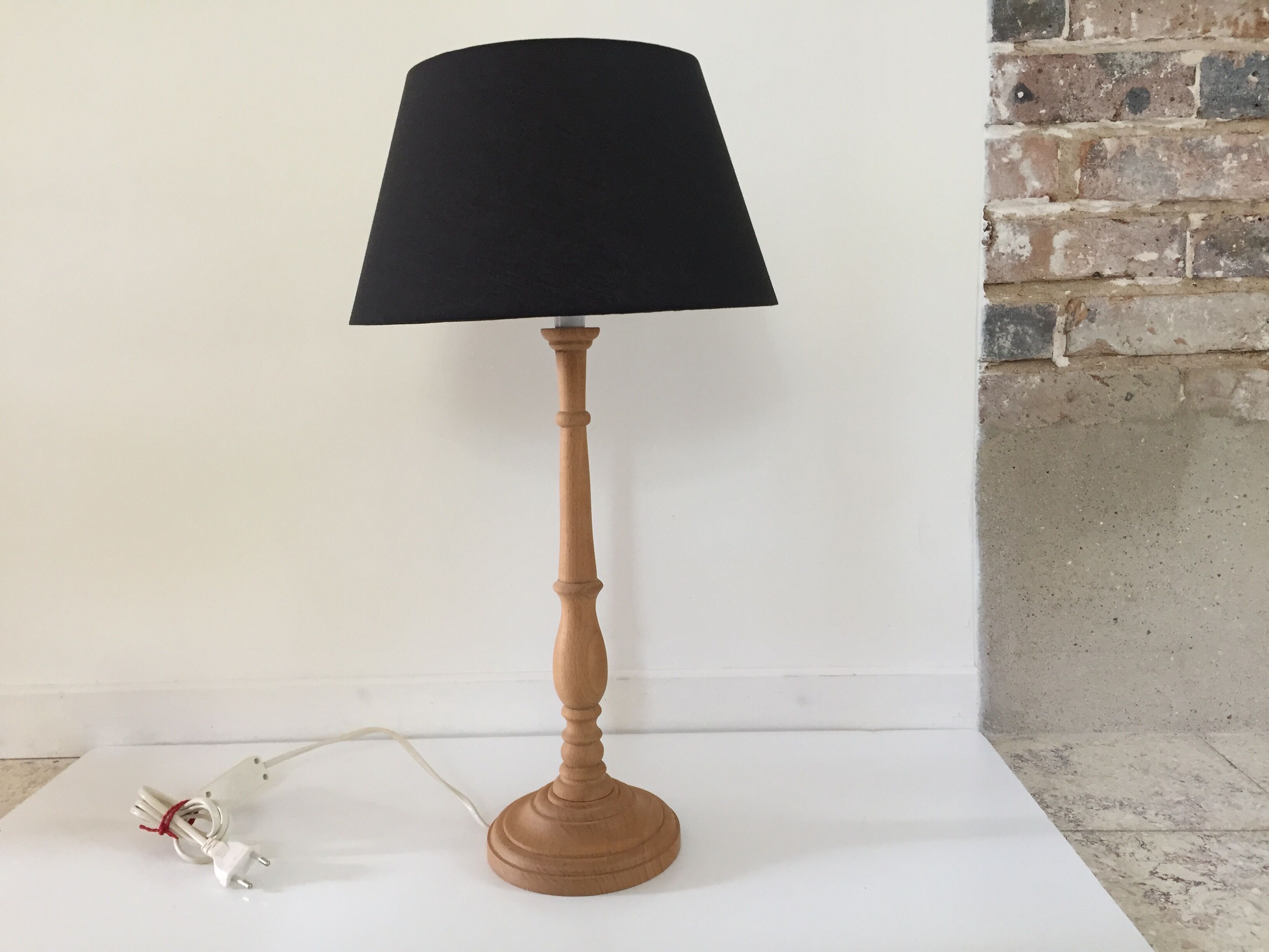 High lamp in vintage turned wood