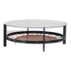 1950s dutch design coffee table with leather magazine rack