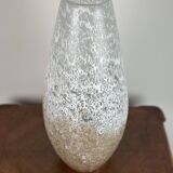 Vintage 80'S white and gold enameled blown glass vase Ht 45 cm
