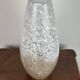 Vintage 80'S white and gold enameled blown glass vase Ht 45 cm